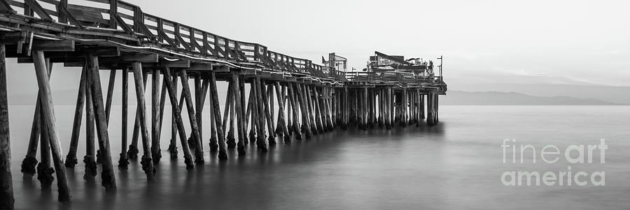 Capitola North Pier Black and White Panorama Photo Photograph by Paul Velgos