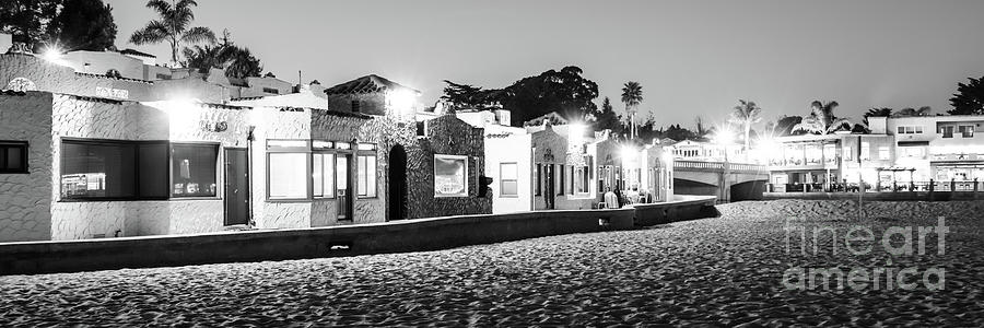 Capitola Venetian Hotel at Night Black and White Panorama Photo Photograph by Paul Velgos