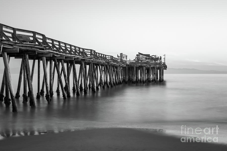 Capitola Wharf North Pier Black and White Photo Photograph by Paul Velgos