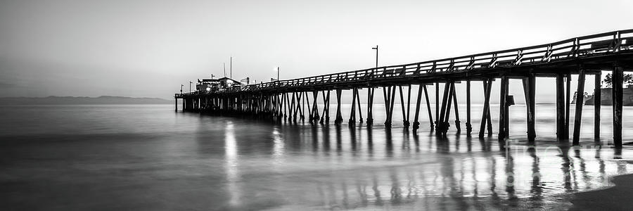 Capitola Wharf Pier Black and White Panoramic Picture Photograph by Paul Velgos