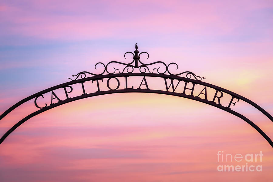 Capitola Wharf Pier Sign Sunset Photo Photograph by Paul Velgos