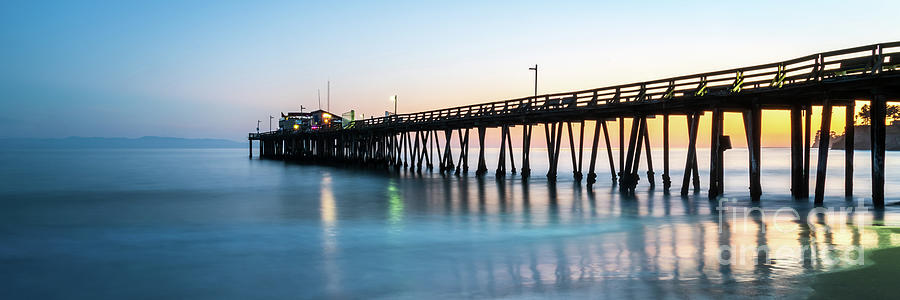 Capitola Wharf Pier Sunset Panoramic Picture Photograph by Paul Velgos