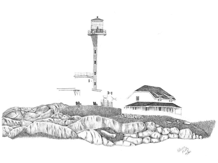 Capr Forchu Lighthouse Drawing by Patricia Hiltz