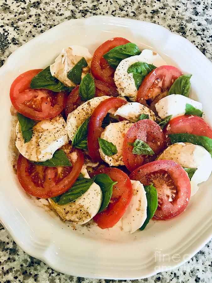 Caprese Salad on White Plate Photograph by Carol Groenen