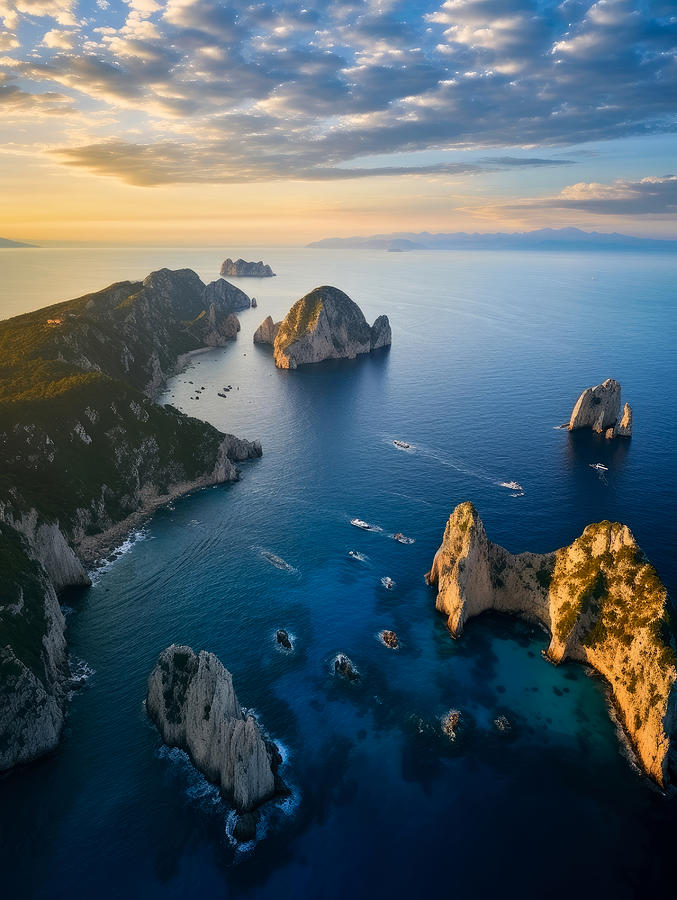 Boat Digital Art - Capri Island Coastline of Southern Italy by Good Focused