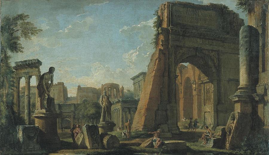 Capriccio met architecturale motieven van het Forum Romanum Painting by ...