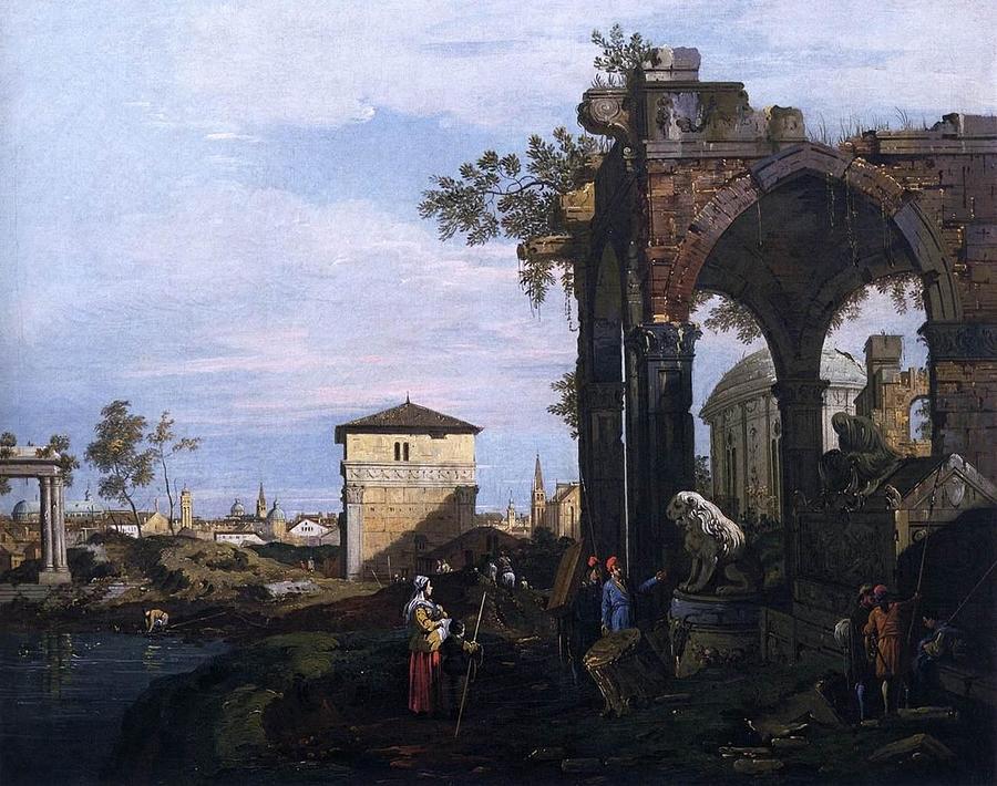 Capriccio with Ruins and Porta Portello Padua Painting by Canaletto ...