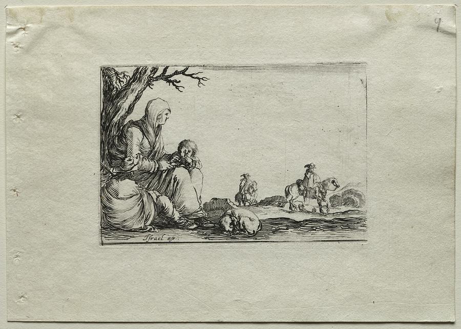 Caprices Seated Beggar Woman with Two Children c. 1642 Stefano Della Bella Painting by MotionAge Designs