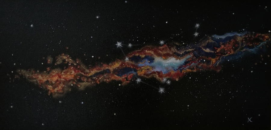 Capricorn constellation Painting by Neslihan Ergul Colley