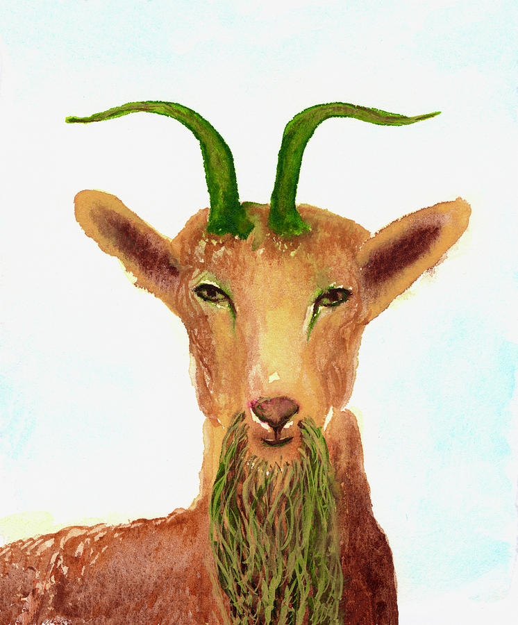 Capricorn Zodiac Sign Goat Symbol Painting by Anne Nordhaus-Bike