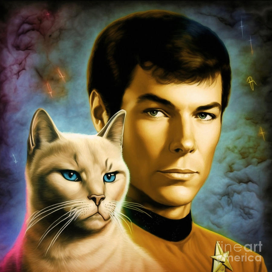 Star Trek Digital Art - Capt Pike and His Cat by Cinema Photography