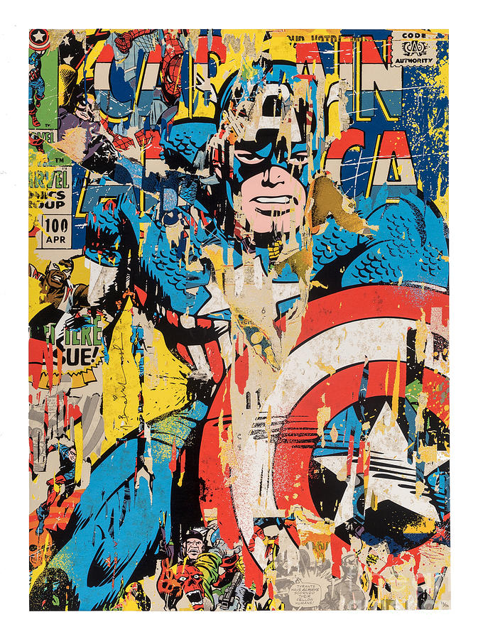 CAPTAIN AMERICA MR. BRAINWASH - Comic Book Cover Mixed Media by My ...