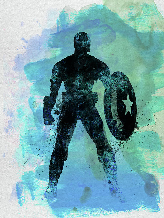 Captain America Digital Art - Captain America Watercolor by Naxart Studio