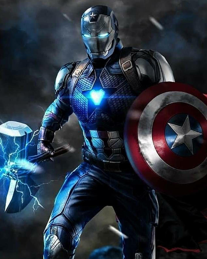Avengers Digital Art - Captain America With a Hammer by Arjuna Virendra