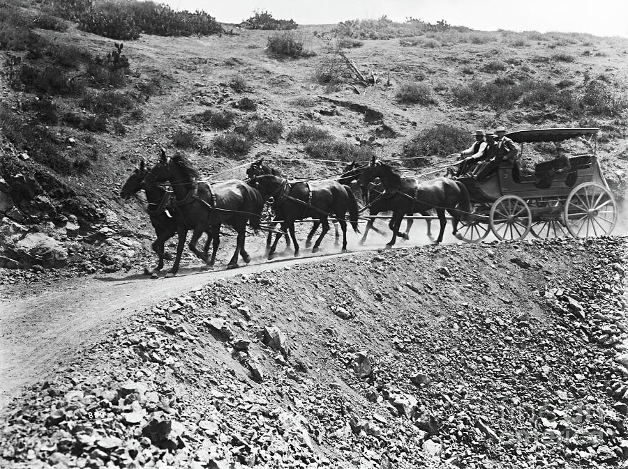Captain Banning Driving First Horse Drawn Stage Coach on Santa Catalina Island California circa 1895 Photograph by Peter Ogden