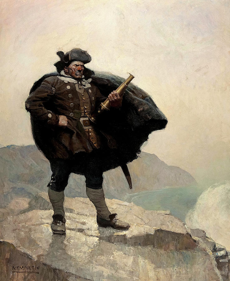 Telescope Painting - Captain Billy Bones, Treasure Island by Newell Convers Wyeth