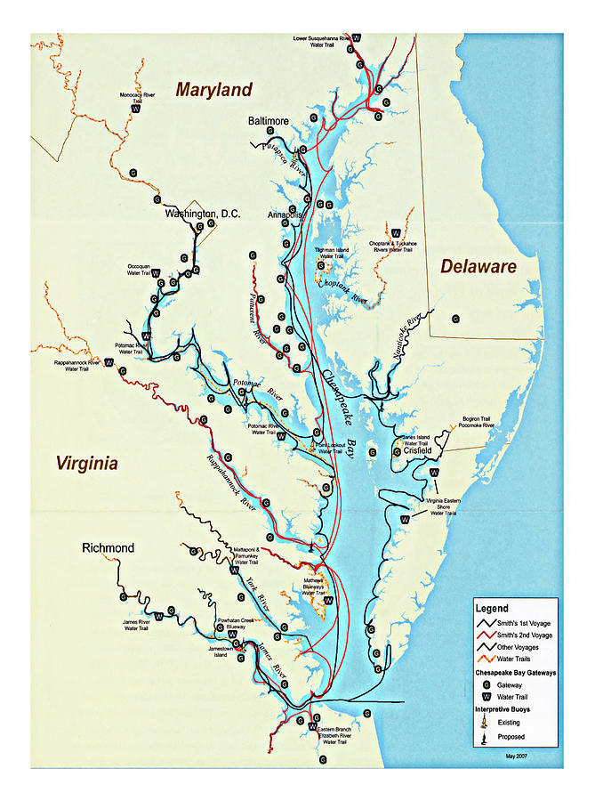 Captain John Smith Chesapeake National Historic Trail Map 2007 Virginia 