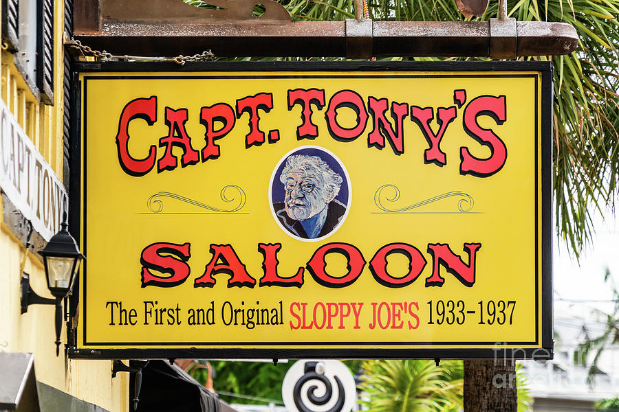 Sign Photograph - Captain Tonys Saloon Sign Key West Florida Photo by Paul Velgos