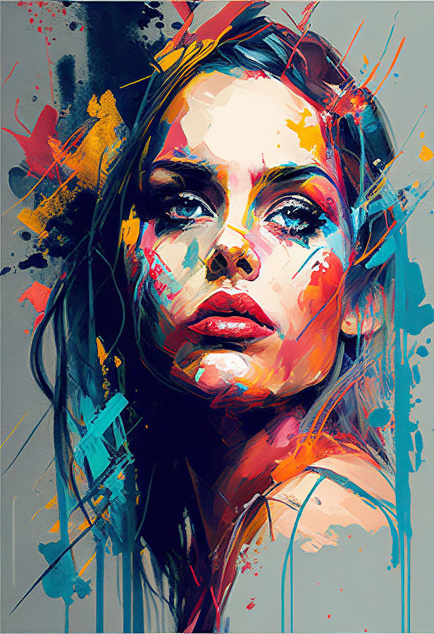 Captivating Beauty in Digital, Stunning acrylic Painting of a Woman ...