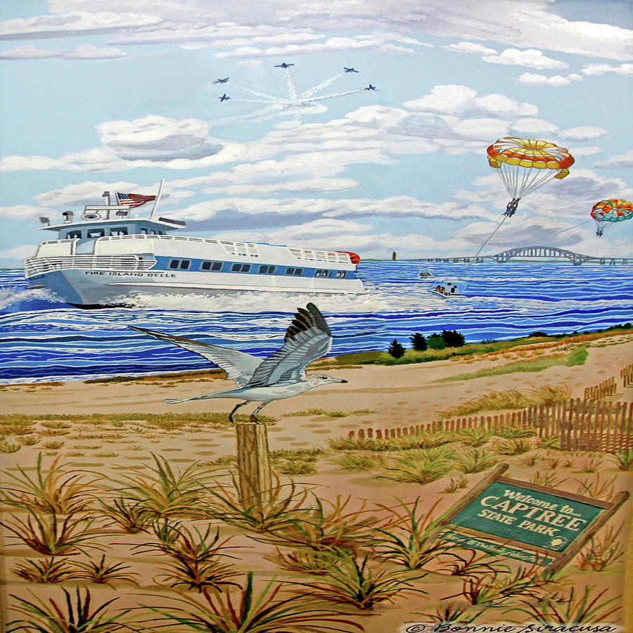 Captree Park Tote Bag Version Painting by Bonnie Siracusa