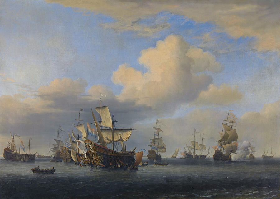 Vintage Painting - Captured English Ships after the Four Days Battle by Willem Van De Velde