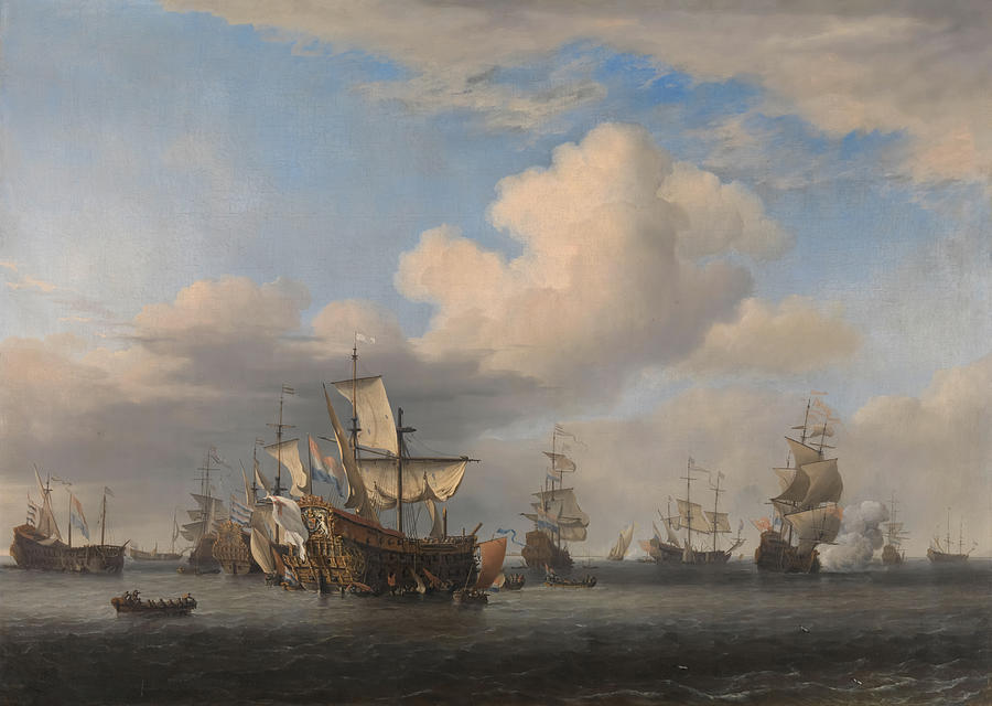 Willem Van De Velde Painting - Captured English Ships by Willem van de Velde