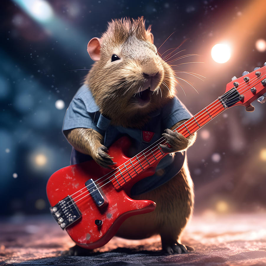 Capybara Rock Star Digital Art by Furry Portraits - Fine Art America