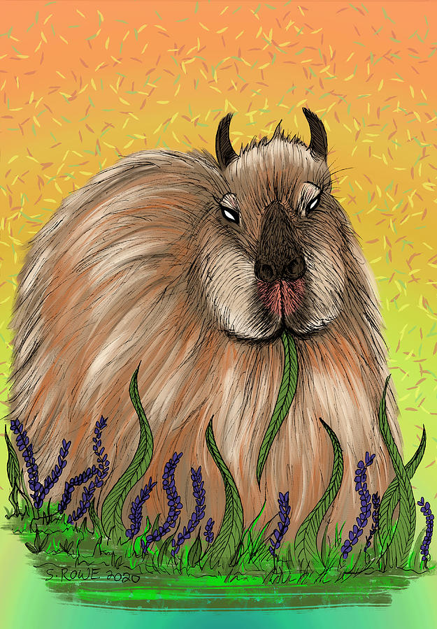 Capybara Vibing Mixed Media by Shawna Rowe