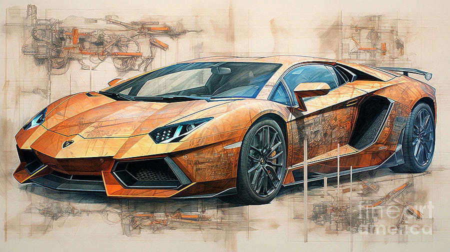 Car 1537 Lamborghini Aventador S Supercar Drawing By Clark Leffler 