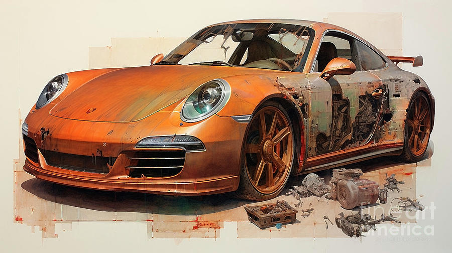 Car 1678 Porsche 911 Carrera S Supercar Drawing By Clark Leffler Fine