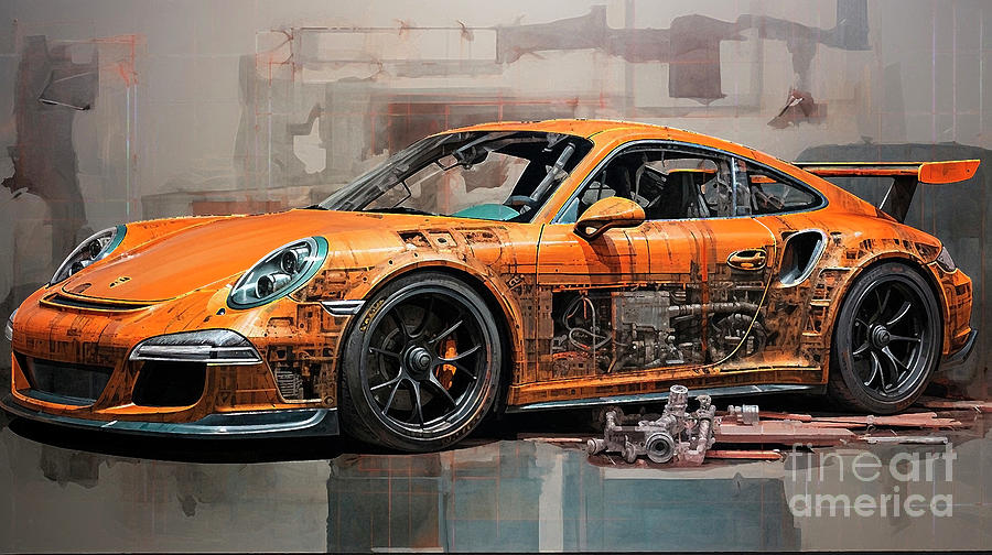 Car 1692 Porsche 911 Gt3 Rs Supercar Drawing By Clark Leffler Fine