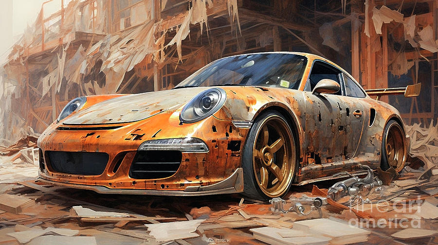 Car 1693 Porsche 911 Gt3 Supercar Drawing By Clark Leffler Fine Art