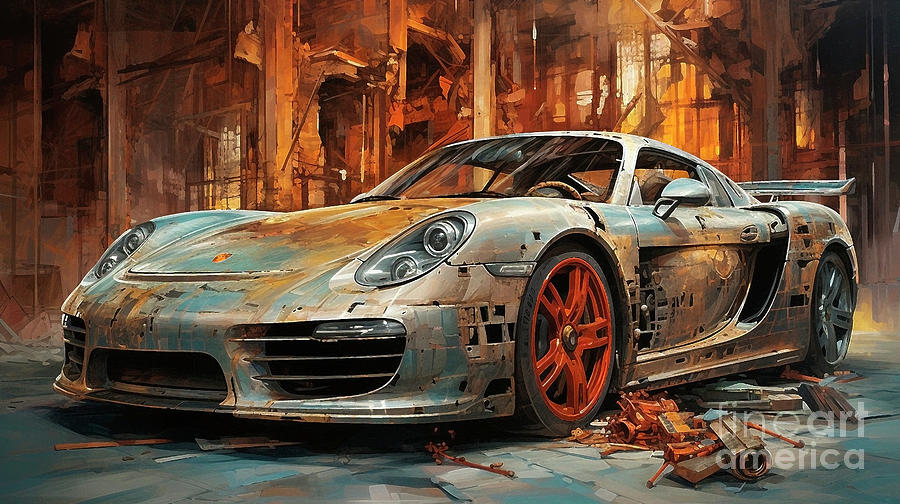 Car 1720 Porsche Carrera Gt Supercar Drawing By Clark Leffler Fine