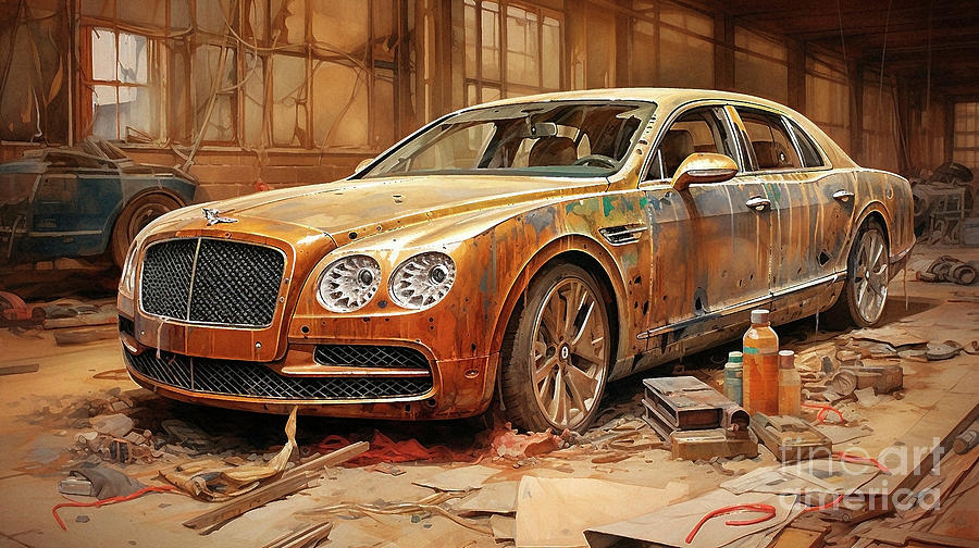 Car 1790 Bentley Flying Spur Drawing by Clark Leffler - Fine Art America