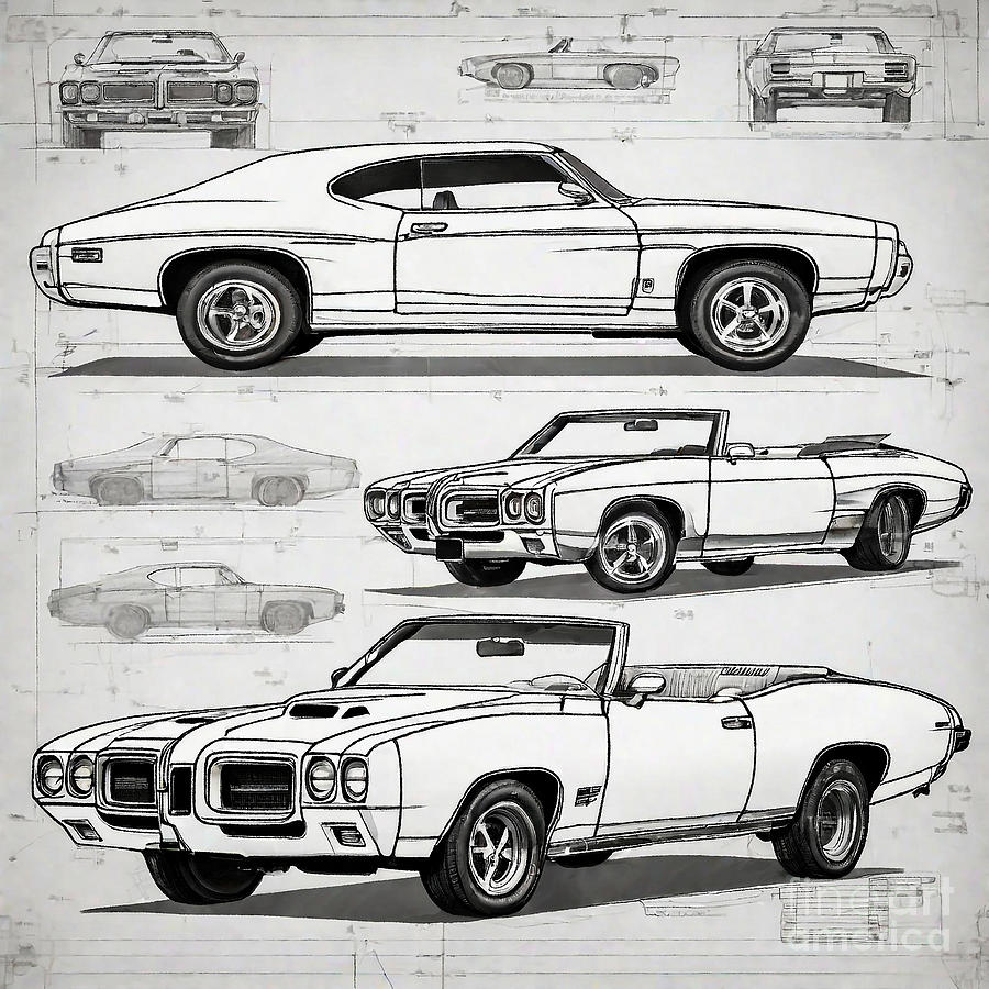 Car 1970 Pontiac GTO Judge Ram Air IV Drawing by Clint McLaughlin ...