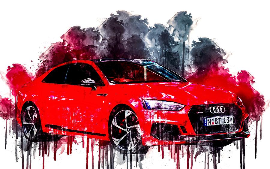 Car 2018 Audi RS 5 Coupe 2 1 cars watercolor painting colorful fine art ...