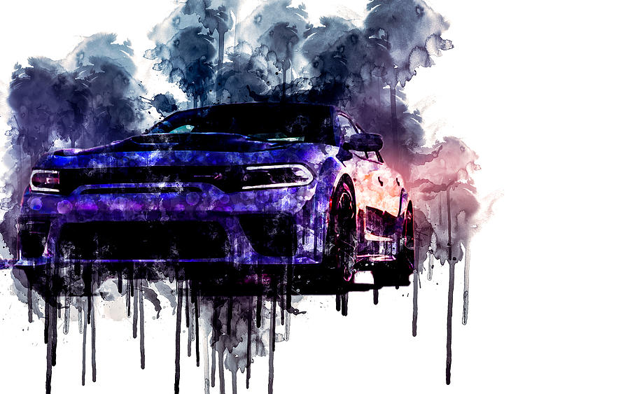 Car 2020 Dodge Charger Scat Pack Widebody 1 cars watercolor painting ...