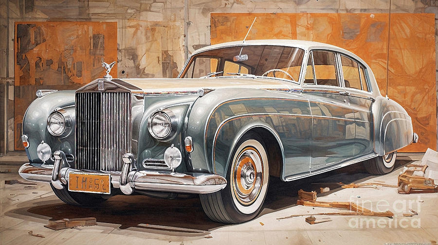 Vintage Drawing - Car 2096 Rolls-Royce Silver Cloud by Clark Leffler