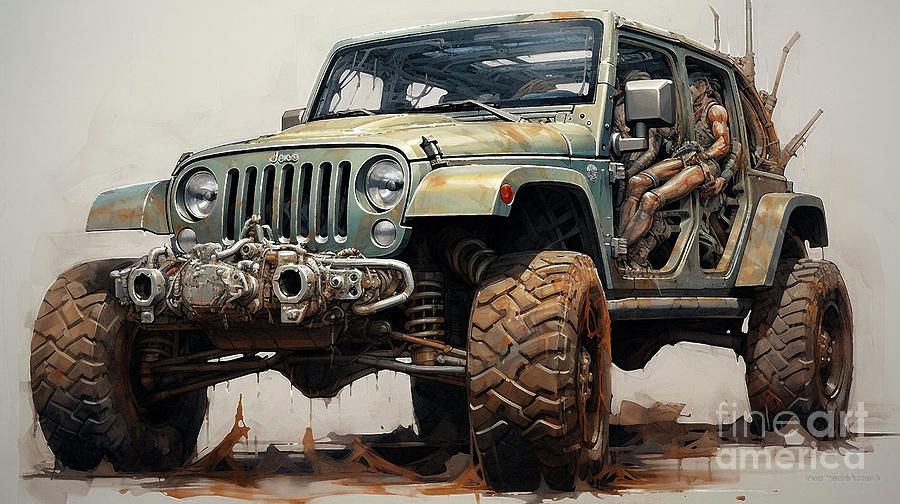 Vintage Drawing - Car 2386 Jeep Wrangler Rubicon by Clark Leffler