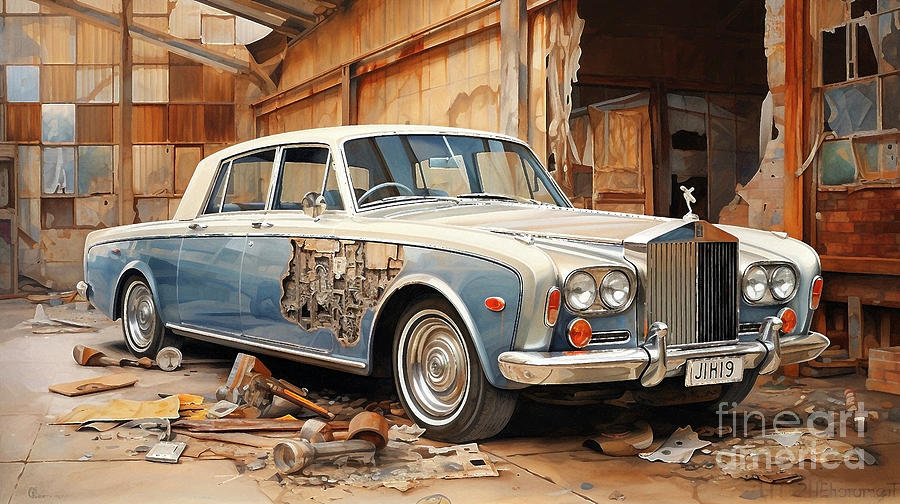 Vintage Drawing - Car 2531 Rolls-Royce Silver Shadow by Clark Leffler