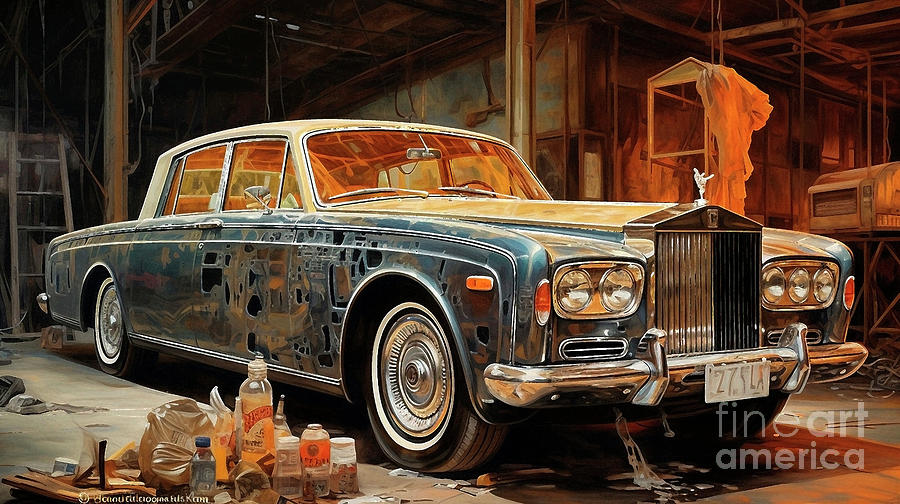 Vintage Drawing - Car 2965 Rolls-Royce Silver Shadow by Clark Leffler