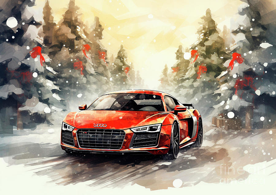 Car 559 Vehicles Audi R8 vintage with a Christmas tree and some Christmas  gifts Painting by Clark Leffler - Pixels