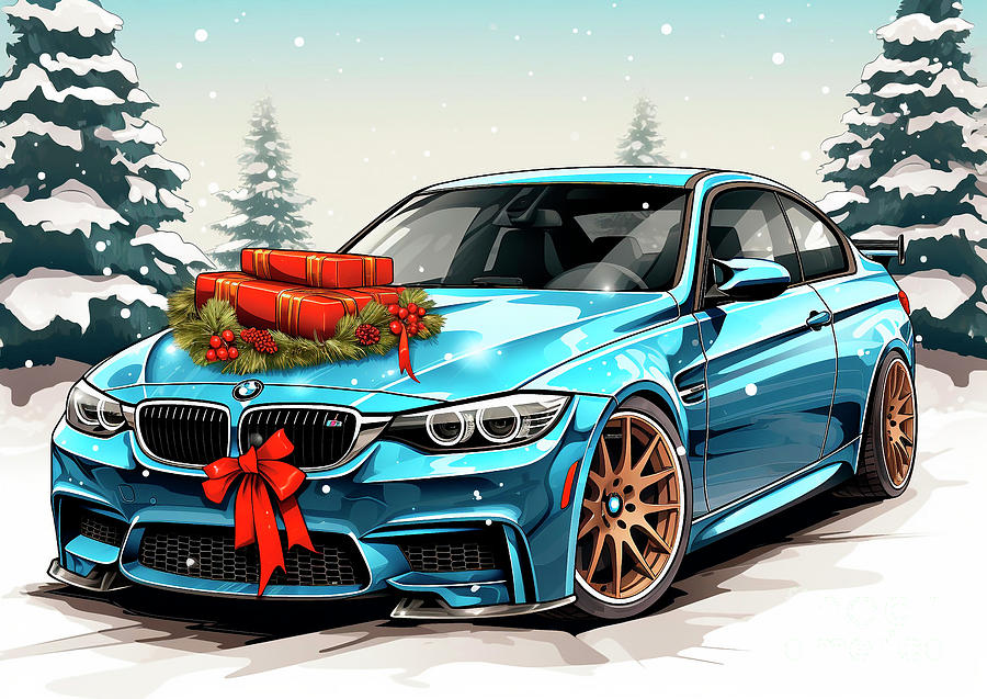 Car 574 Vehicles BMW 3 Series vintage with a Christmas tree and some  Christmas gifts by Clark Leffler