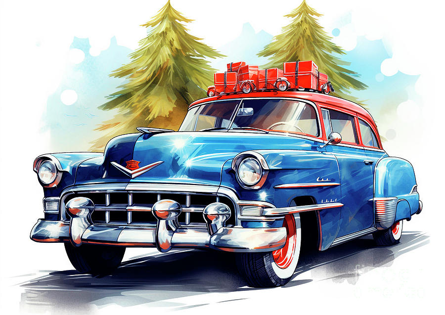 Car 590 Vehicles Cadillac CTS vintage with a Christmas tree and some