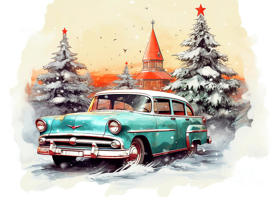 Car 689 Vehicles Ford Focus vintage with a Christmas tree and some