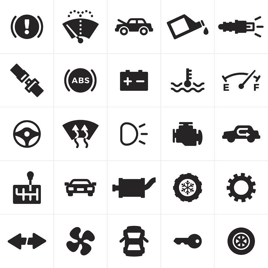 Car and Automotive Symbols and Icons Drawing by Filo