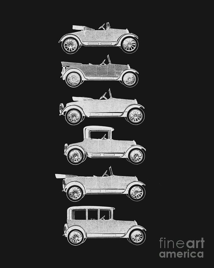 Car Digital Art - Car collection in black and white by Madame Memento
