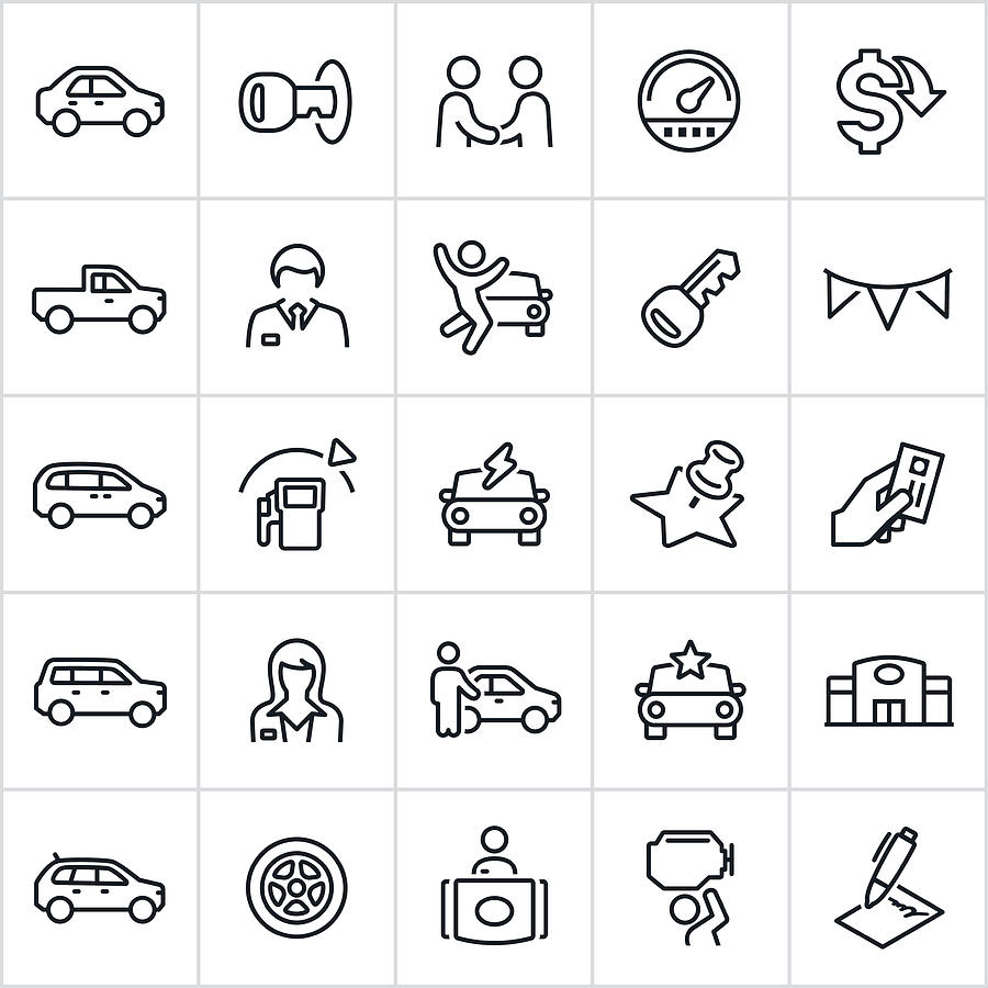 Car Dealership Icons Drawing by Appleuzr