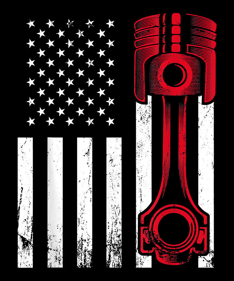 Car Enthusiast - American Flag Piston Muscle Car Gift Digital Art by ...