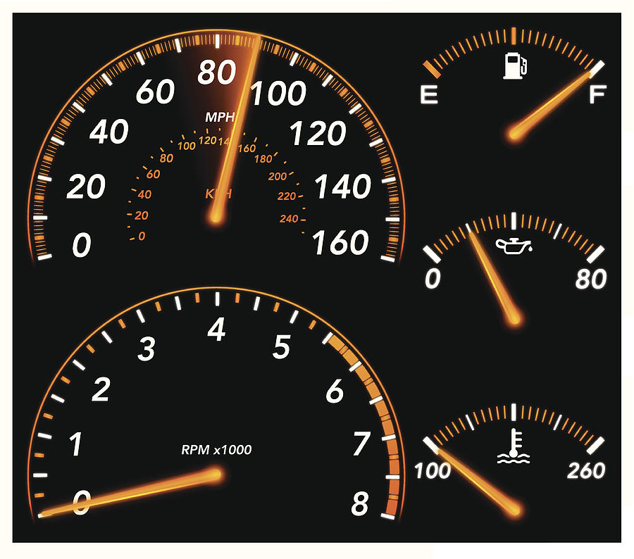 Car Gauges Drawing by Filo